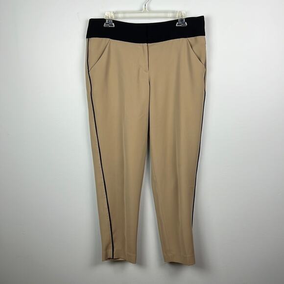 Ann Taylor black & tan tuxedo stripe tapered pant size 6 - Picture 1 of 10